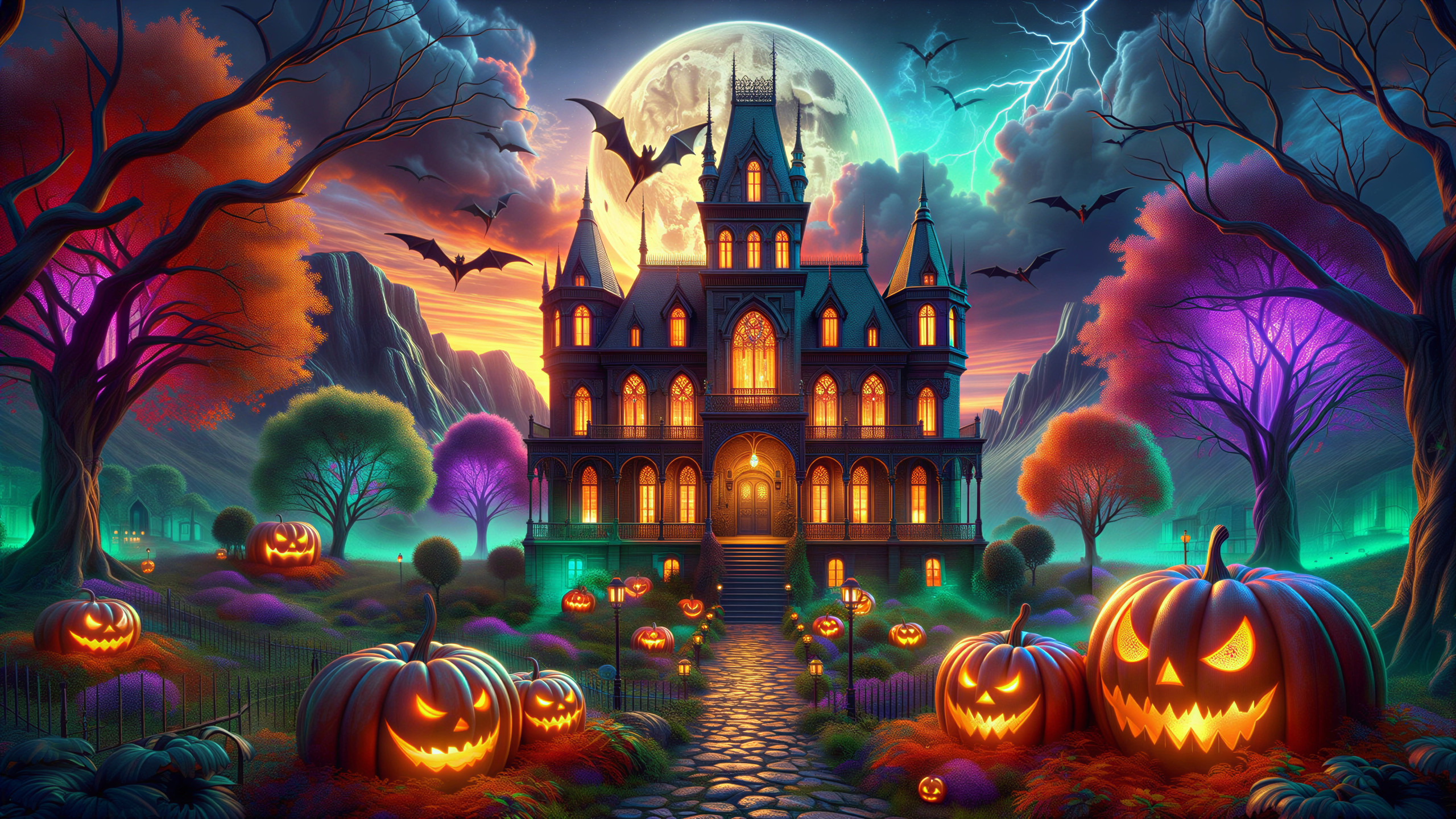 Haunted Mansion with Eerie Halloween Atmosphere
