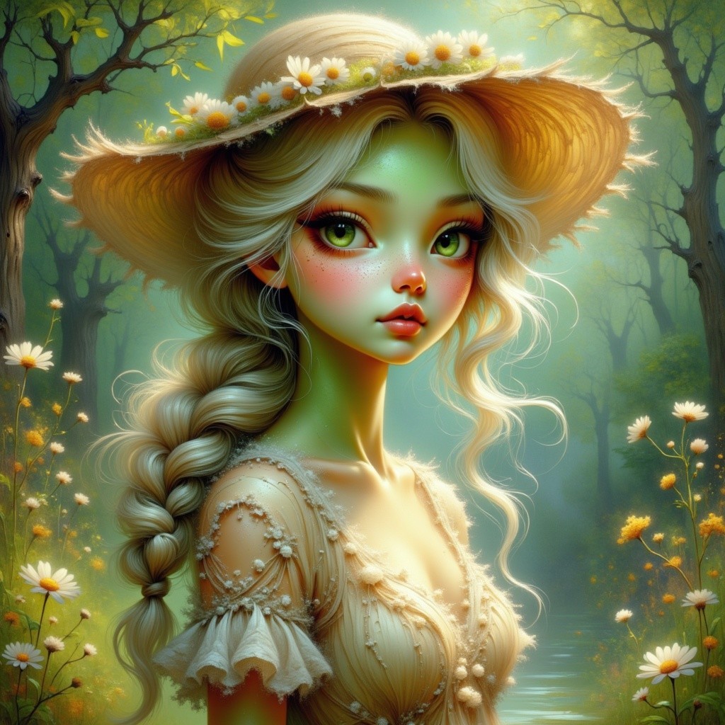 Whimsical Fairy Tale Scene with Enchanting Girl