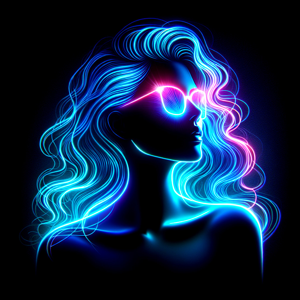 Silhouette of Woman with Illuminated Hair and Sunglasses