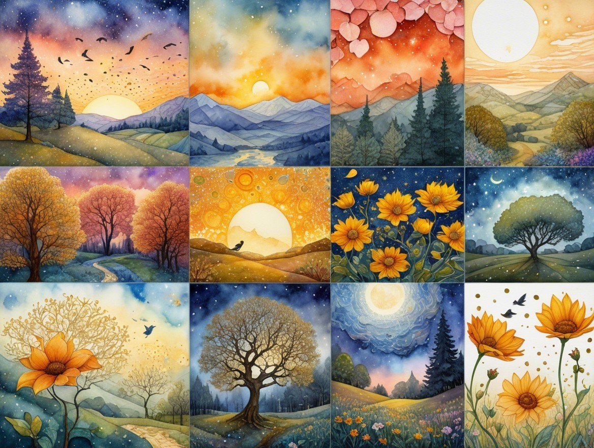 Vibrant Nature Collage with Diverse Seasonal Scenes