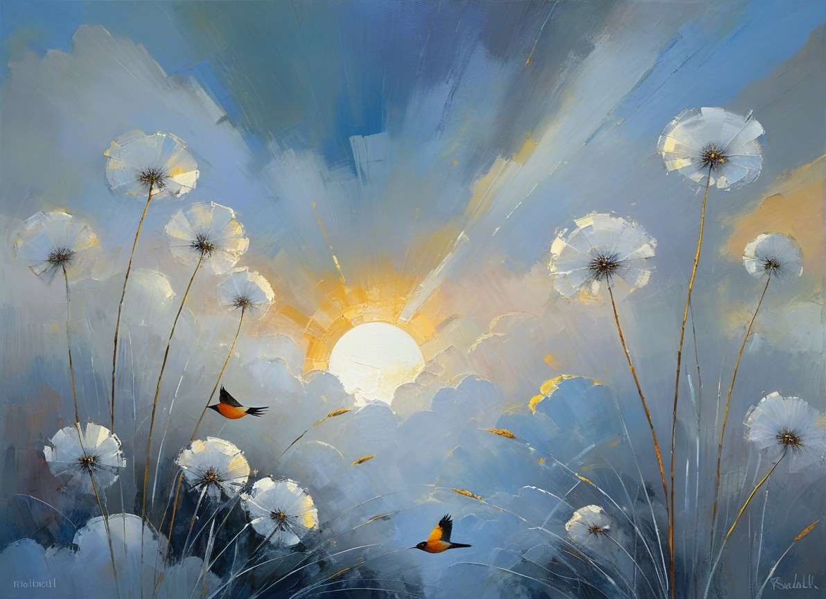 Vibrant Landscape of Blooming Dandelions at Sunrise