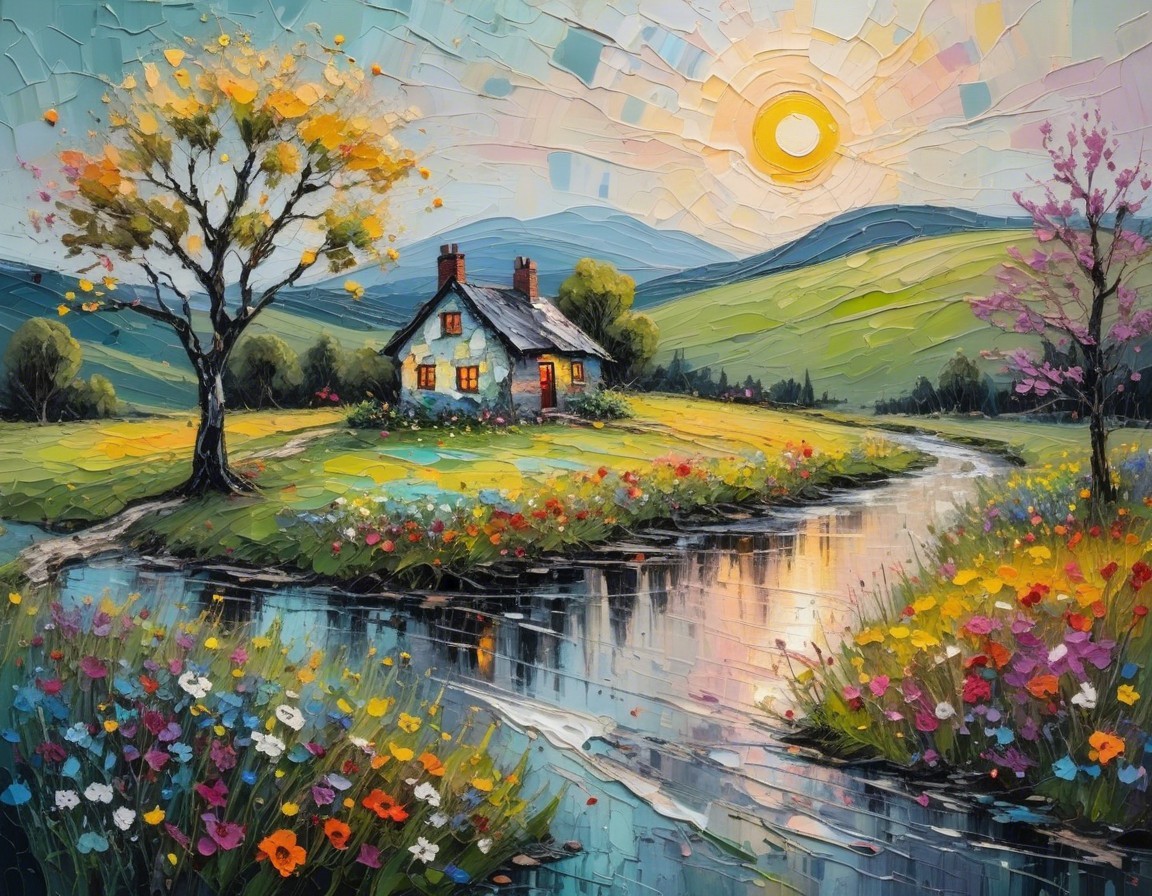 Charming Cottage in Serene Countryside Landscape