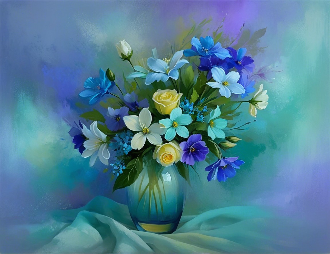Vibrant Flower Bouquet in Clear Glass Vase