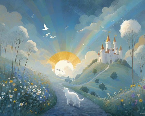 Serene Landscape with Castle and Winding Path