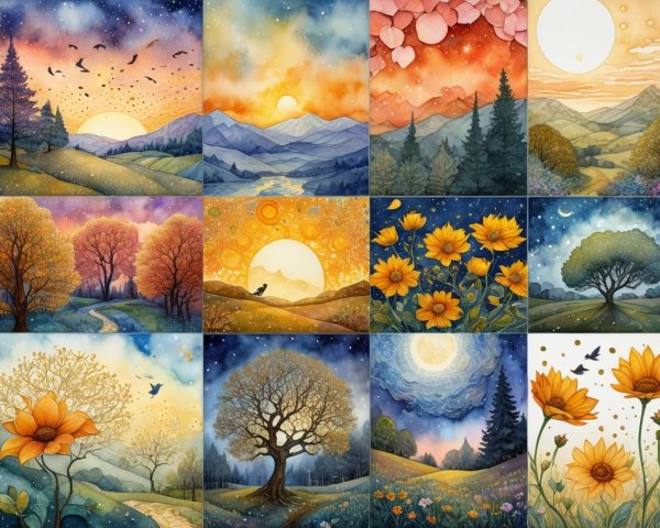 Vibrant Nature Collage with Diverse Seasonal Scenes