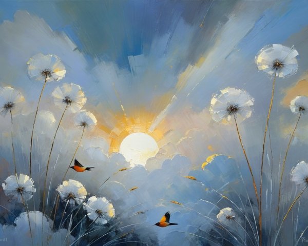 Vibrant Landscape of Blooming Dandelions at Sunrise