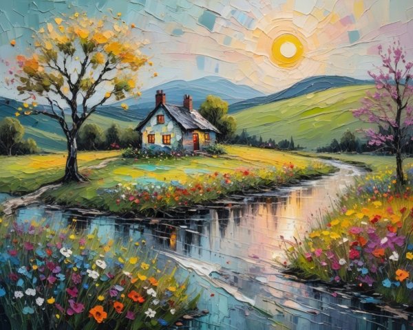 Charming Cottage in Serene Countryside Landscape