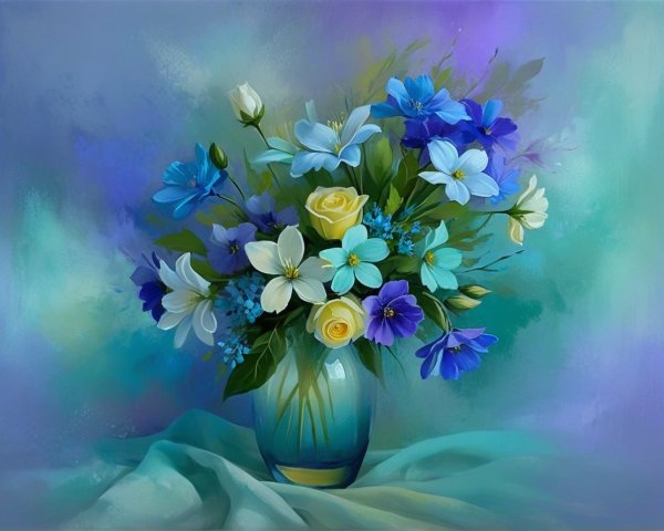 Vibrant Flower Bouquet in Clear Glass Vase