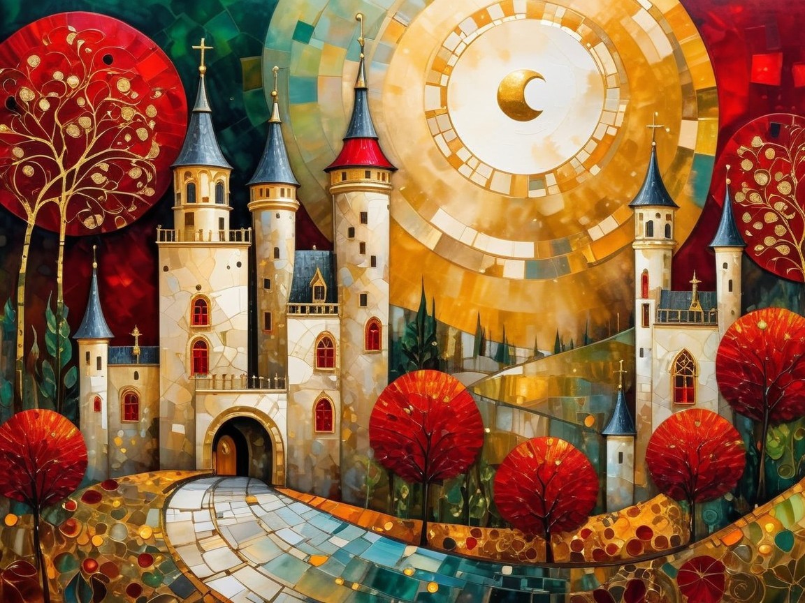 Vibrant Castle Surrounded by Colorful Autumn Trees