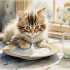 Kittens on a Wooden Fence Surrounded by Flowers