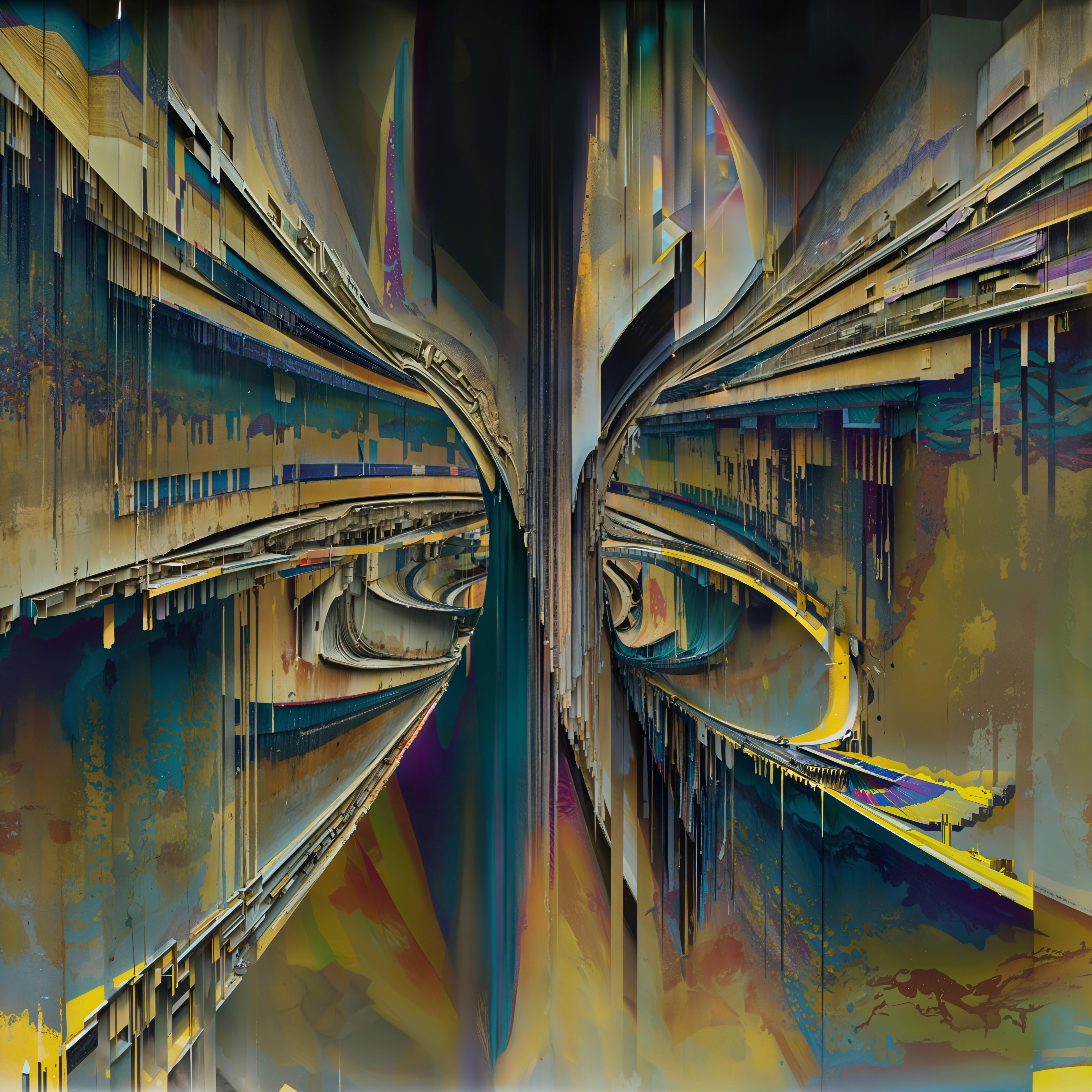 Abstract Landscape with Angular Structures and Rich Colors