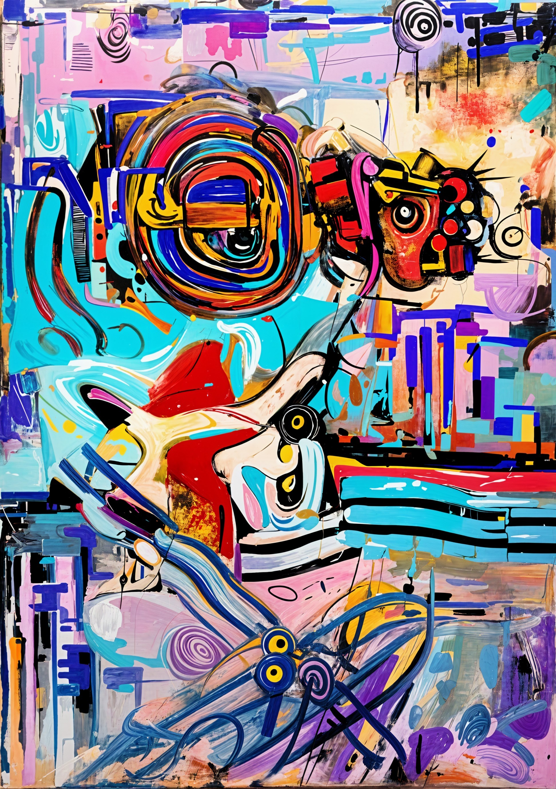 Vibrant Abstract Artwork with Dynamic Colors and Shapes