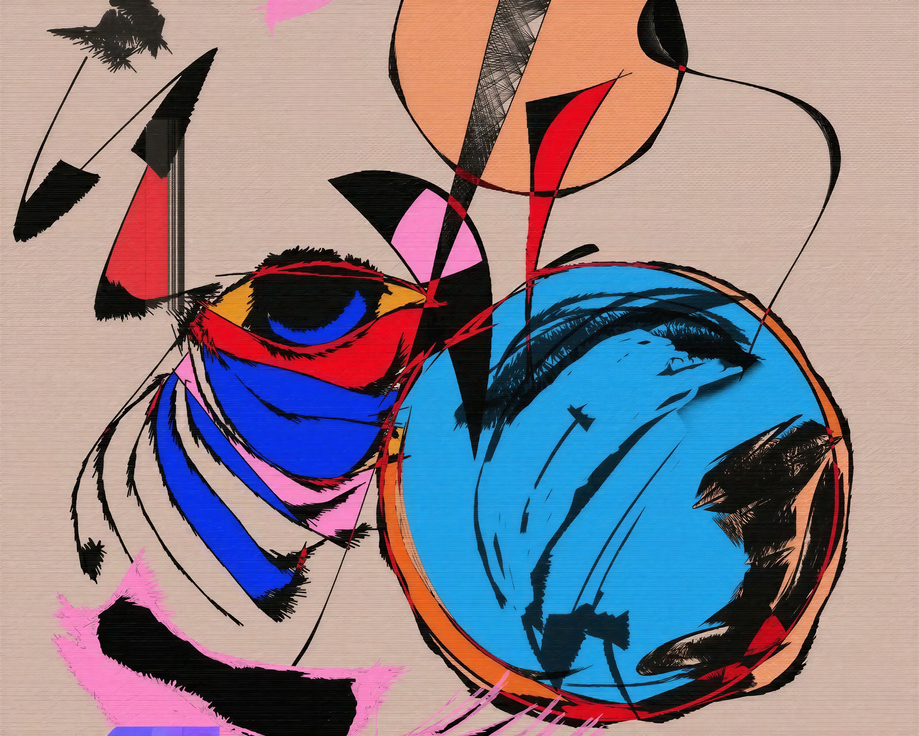 Dynamic Abstract Art with Vivid Colors and Shapes