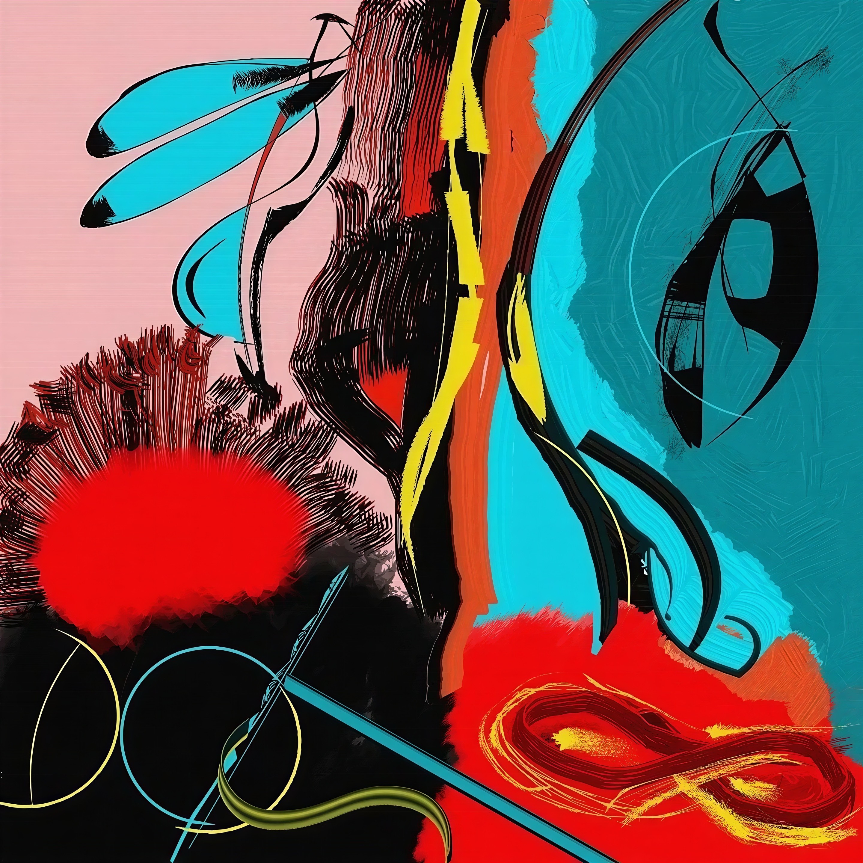 Abstract Composition with Vibrant Colors and Shapes