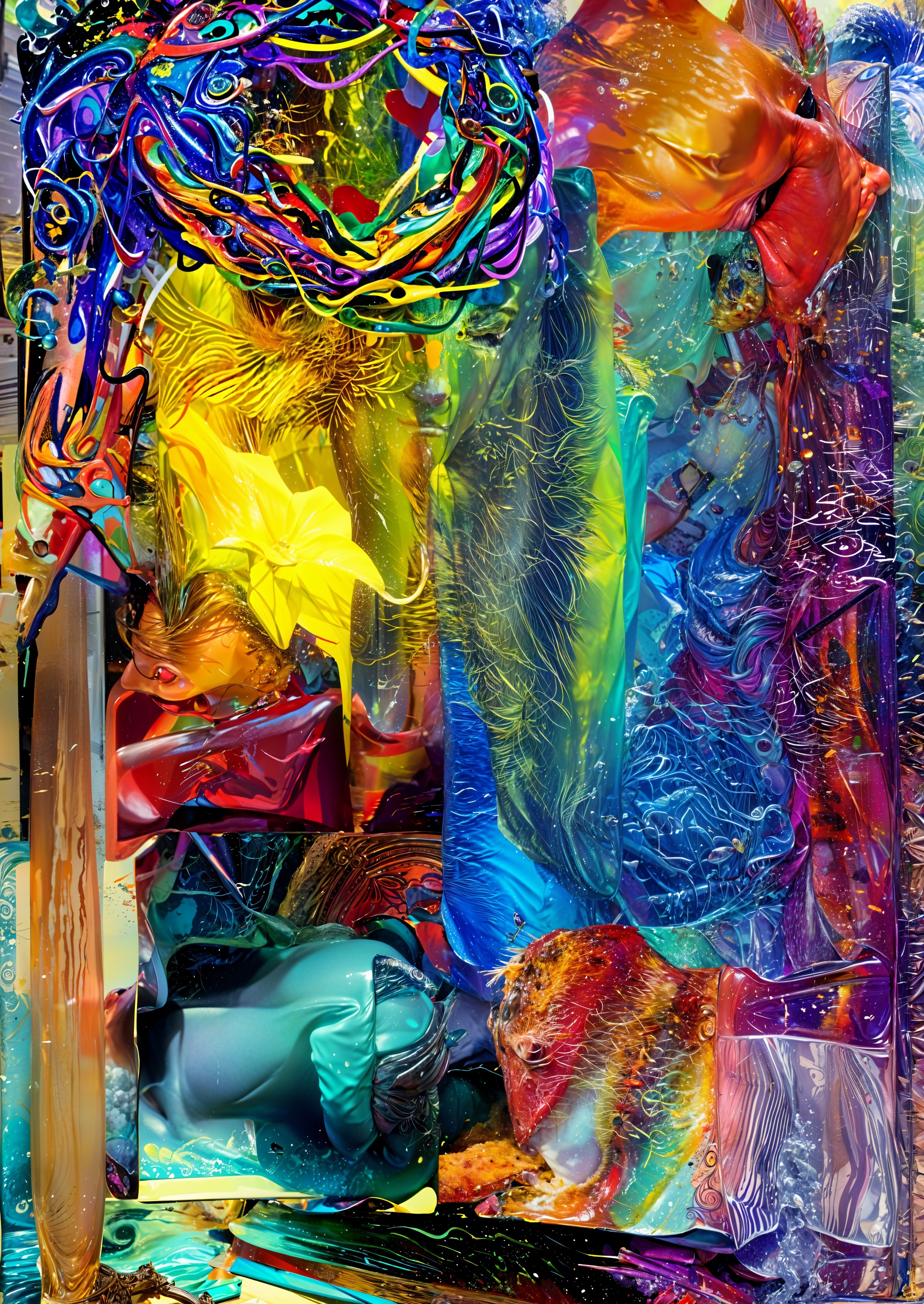 Vibrant Abstract Composition with Colorful Swirls