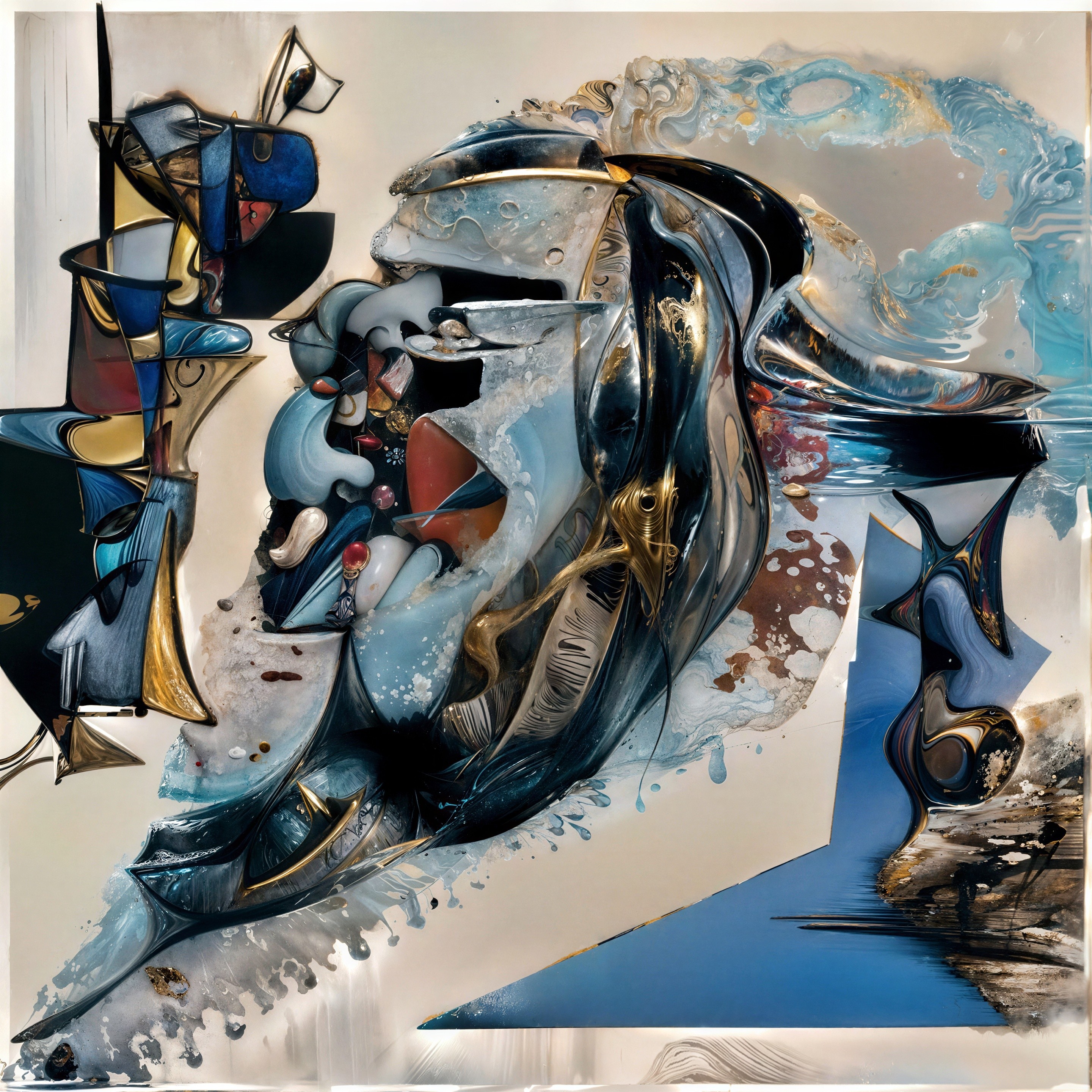 Abstract Composition with Flowing Shapes and Colors