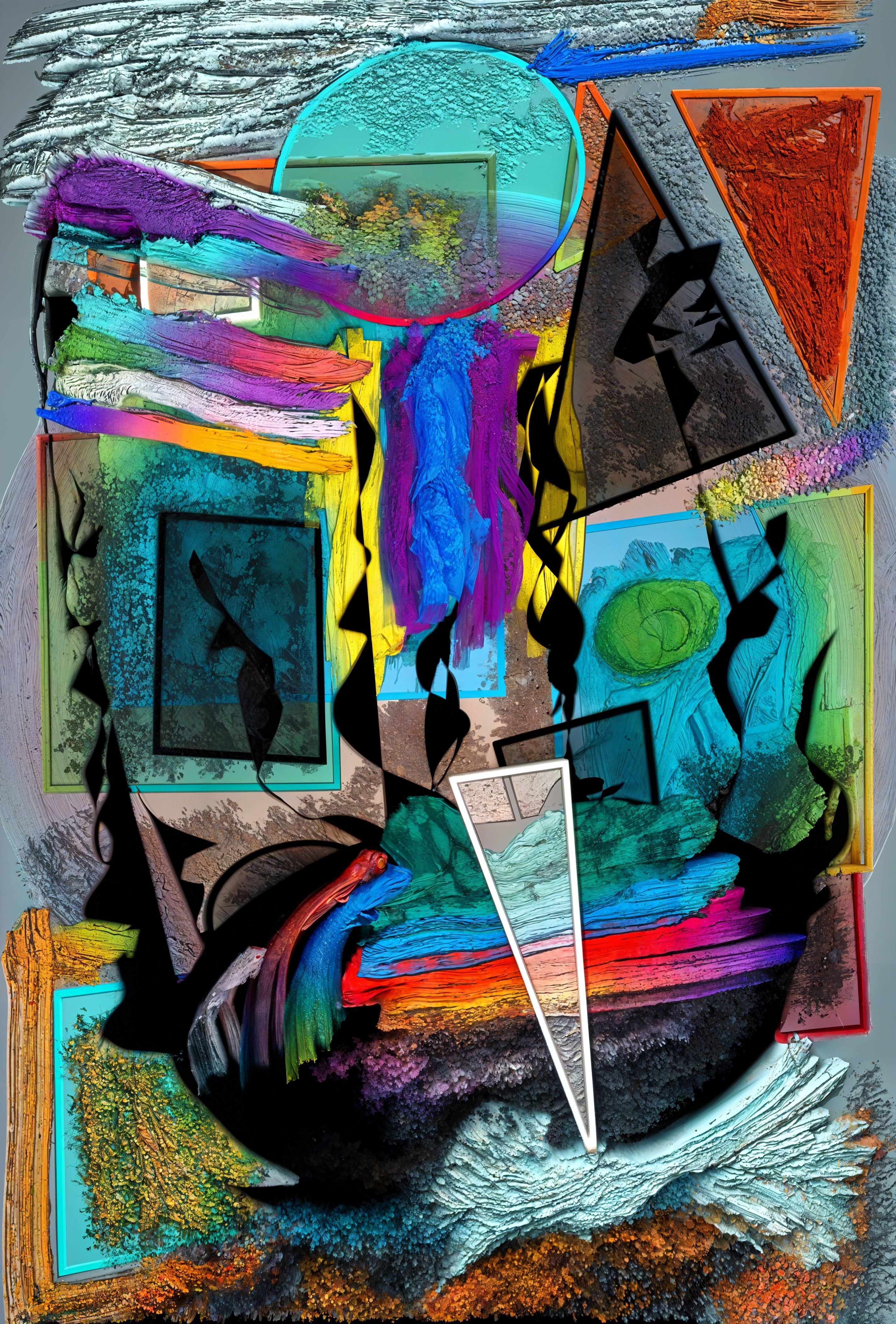 Abstract Composition with Vibrant Colors and Shapes