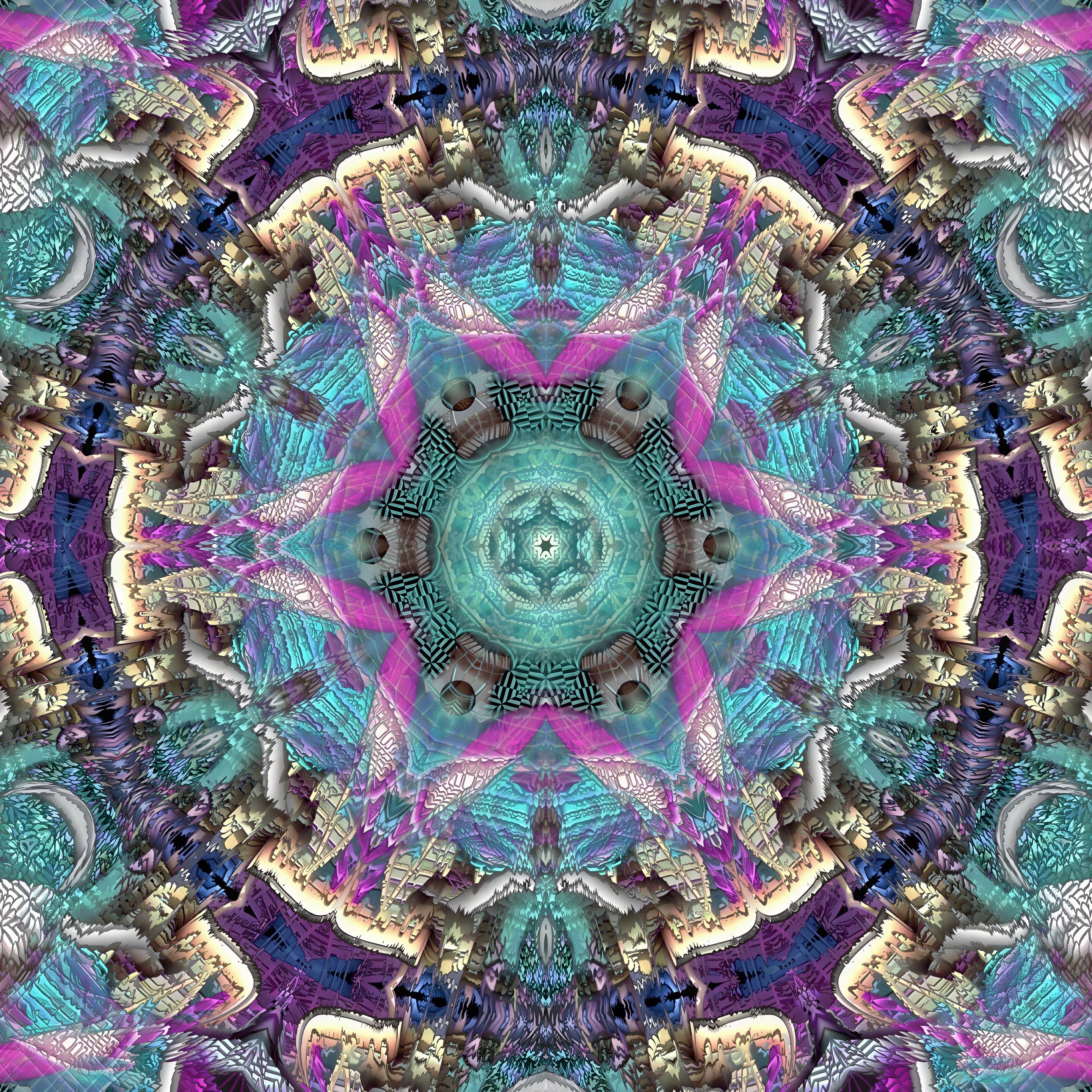 Kaleidoscopic Fractal Pattern with Central Star Design
