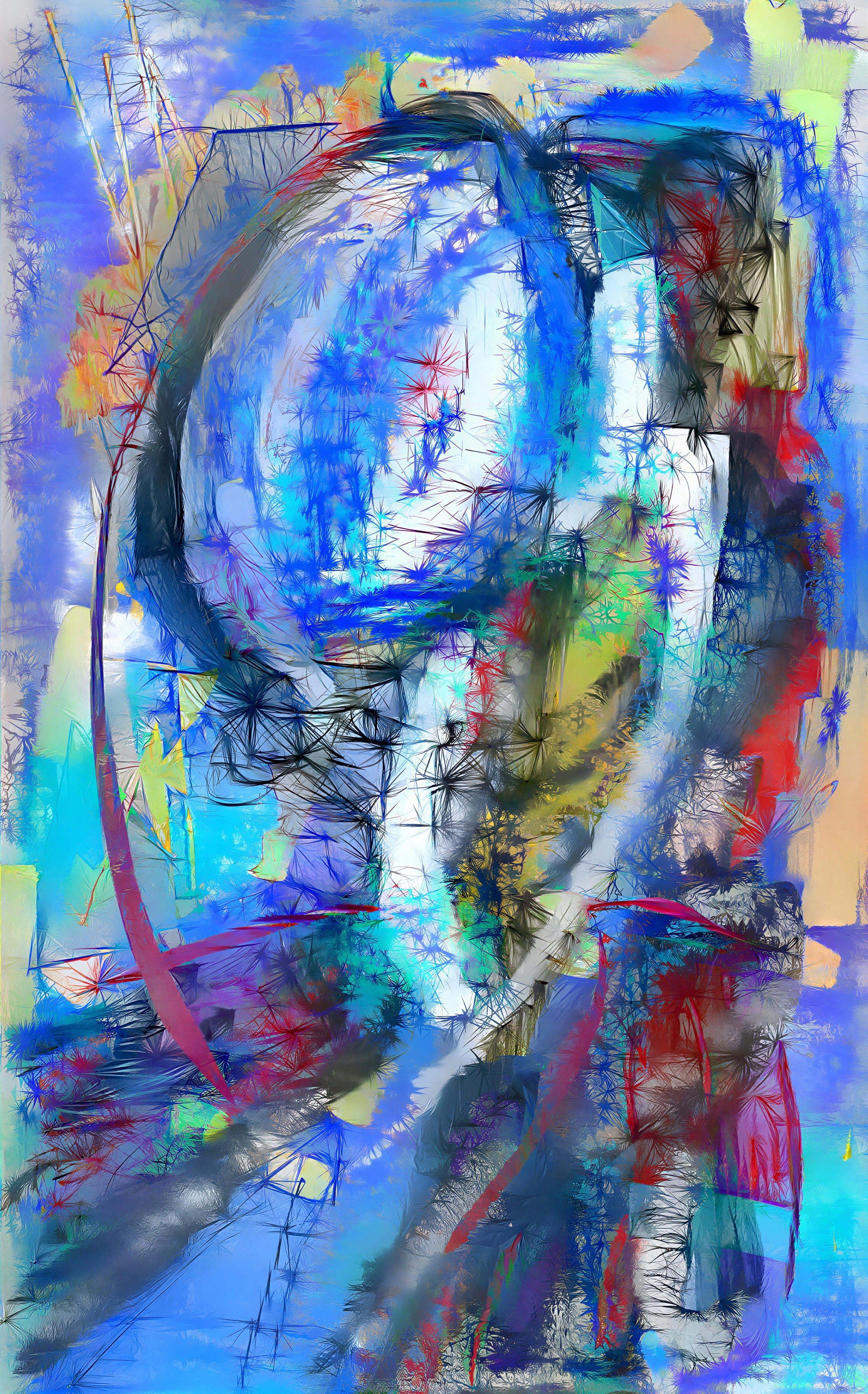 Abstract Composition of Blue and Warm Tones