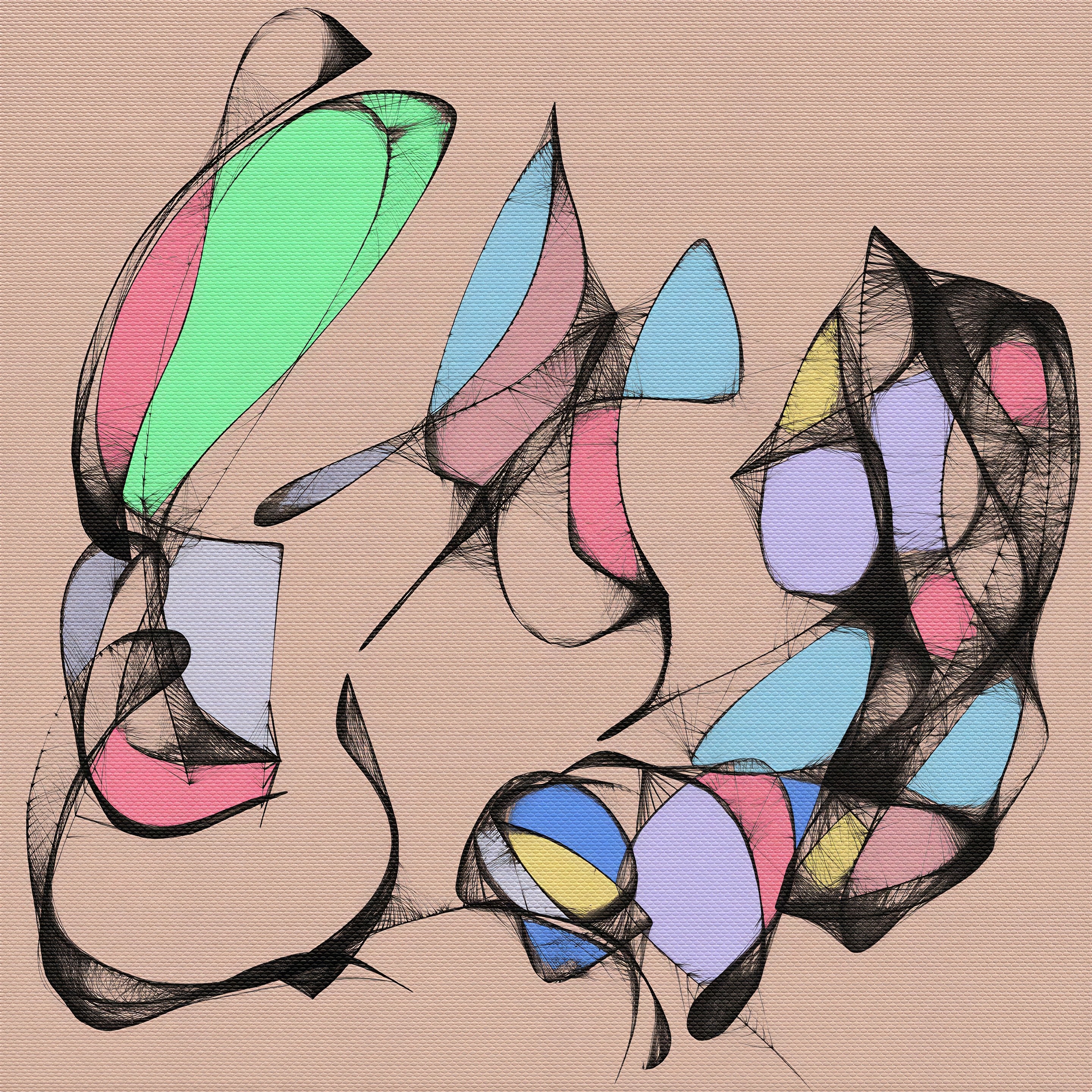 Dynamic Abstract Composition with Colorful Lines and Shapes