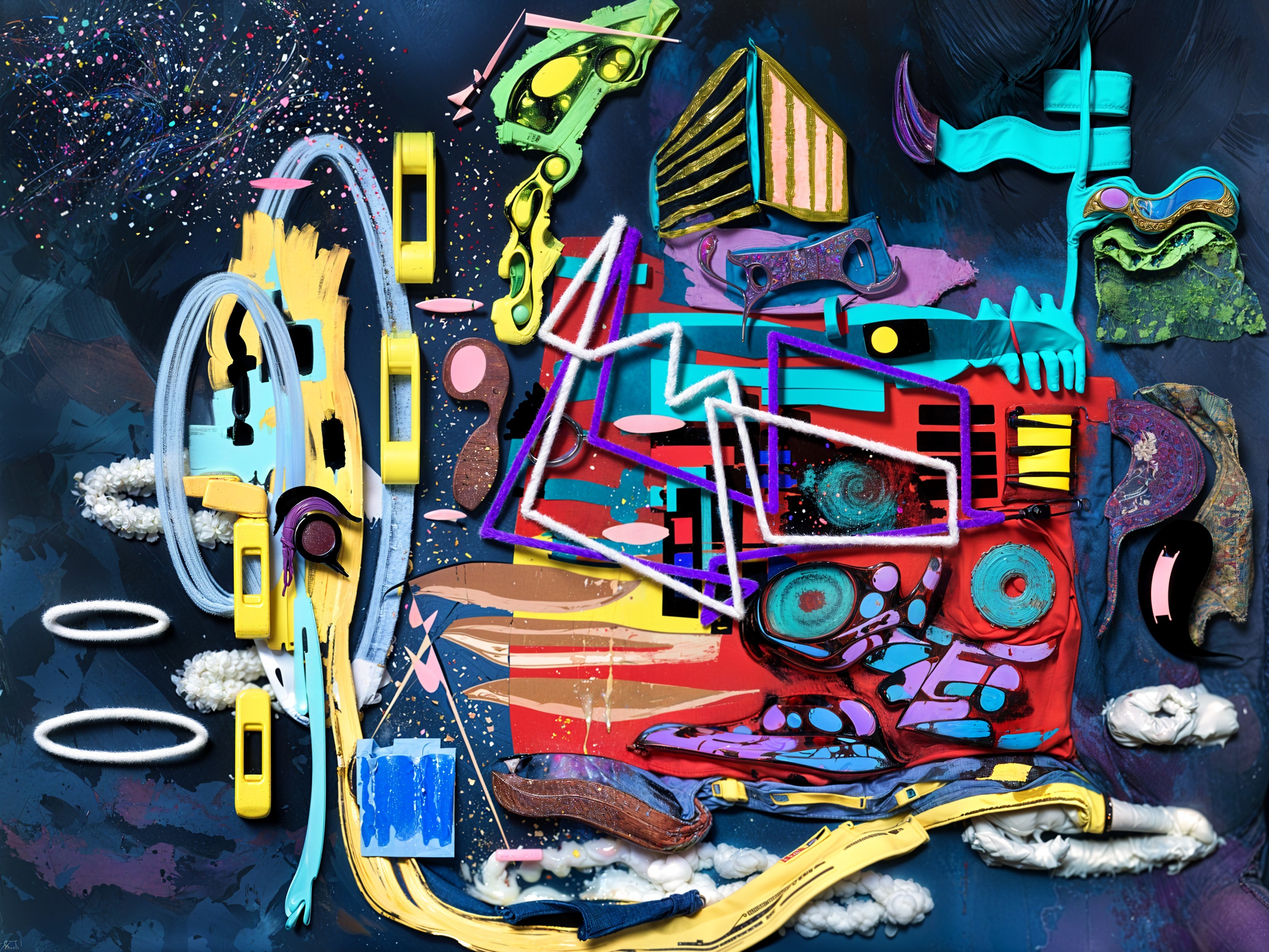 Vibrant Abstract Composition with Bold Colors and Shapes