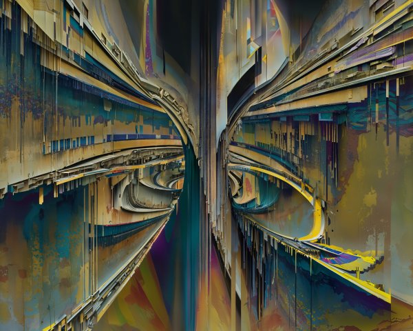 Abstract Landscape with Angular Structures and Rich Colors