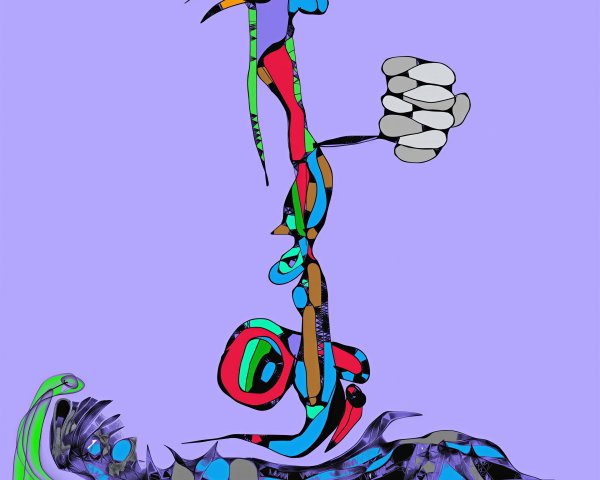 Abstract Figure on Vibrant Wave with Bold Colors