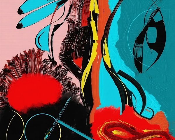 Abstract Composition with Vibrant Colors and Shapes