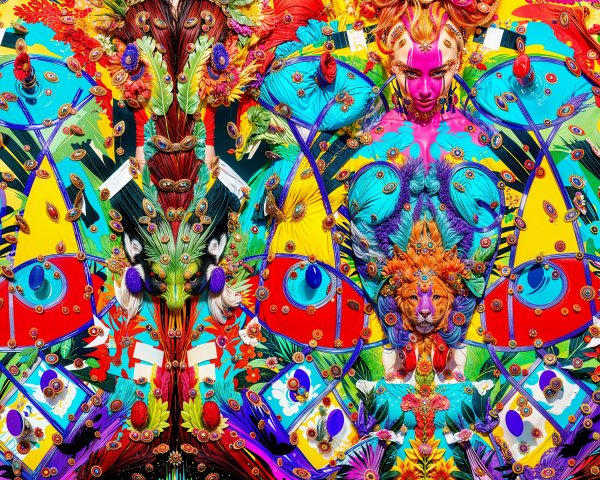 Colorful Abstract Digital Painting with Symmetrical Design