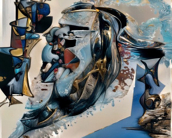 Abstract Composition with Flowing Shapes and Colors