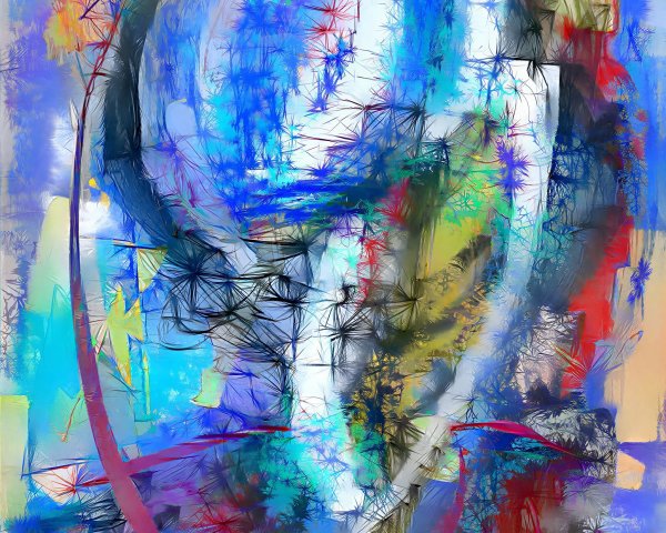 Abstract Composition of Blue and Warm Tones