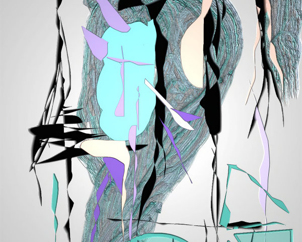 Abstract Composition with Swirling Lines and Shapes