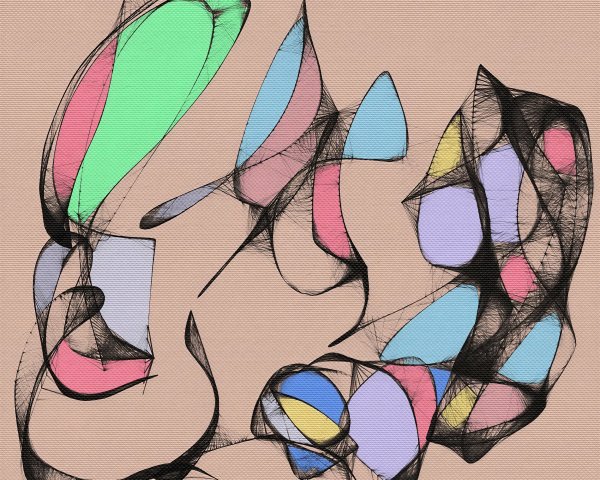 Dynamic Abstract Composition with Colorful Lines and Shapes