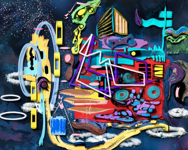 Vibrant Abstract Composition with Bold Colors and Shapes