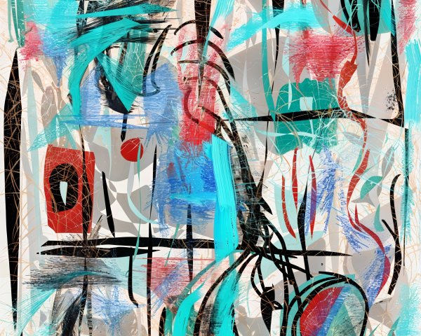 Abstract Artwork with Bold Colors and Shapes