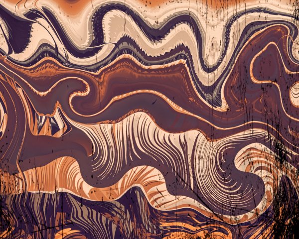 Abstract Design with Swirling Shapes in Purple and Orange