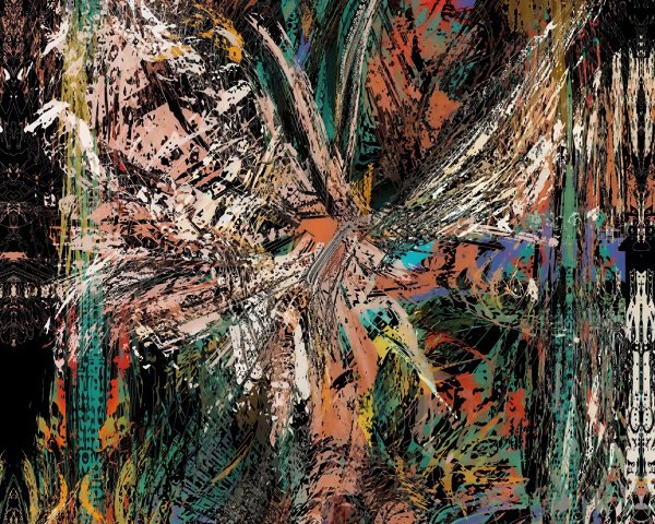 Vivid Abstract Composition with Chaotic Color Blends