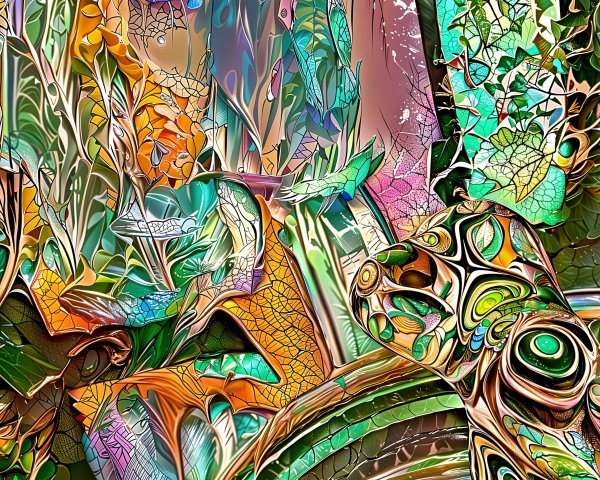 Vibrant Abstract Composition with Swirling Patterns