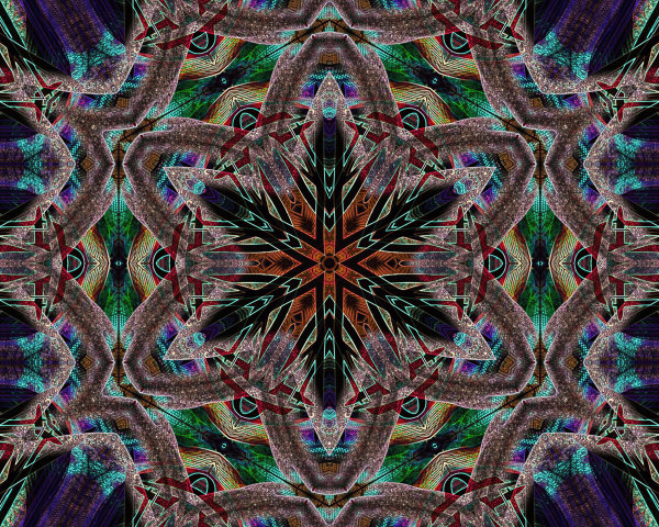 Vibrant Kaleidoscopic Design with Geometric Patterns