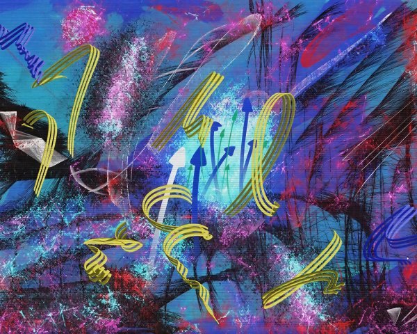 Abstract Composition with Vibrant Colors and Movement