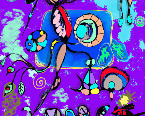 Abstract Colorful Design with Purple Background