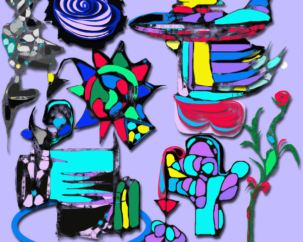 Vibrant Abstract Composition with Shapes and Colors