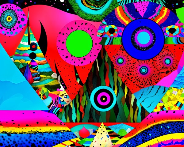Psychedelic Abstract Art with Vibrant Geometric Shapes