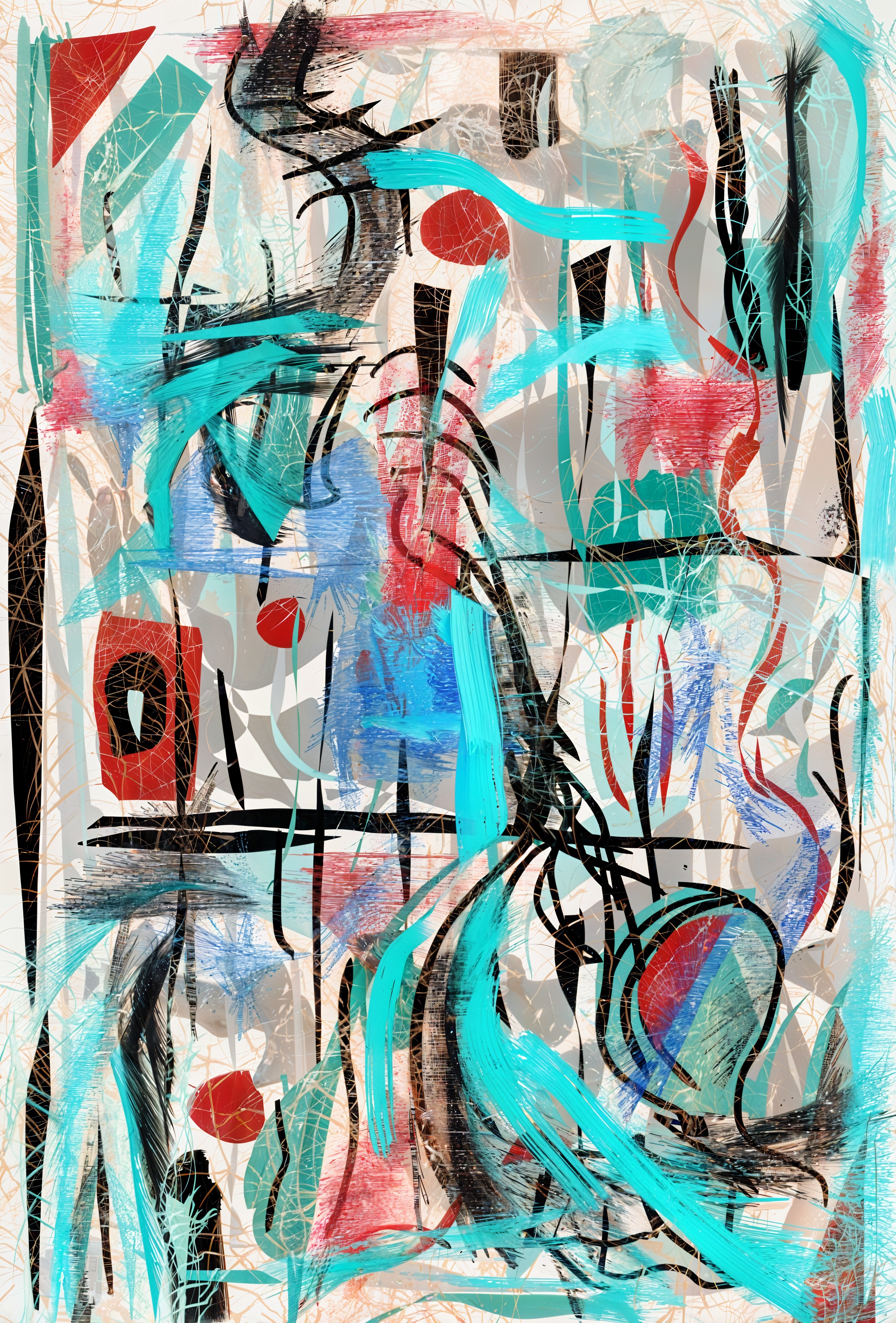 Abstract Artwork with Bold Colors and Shapes