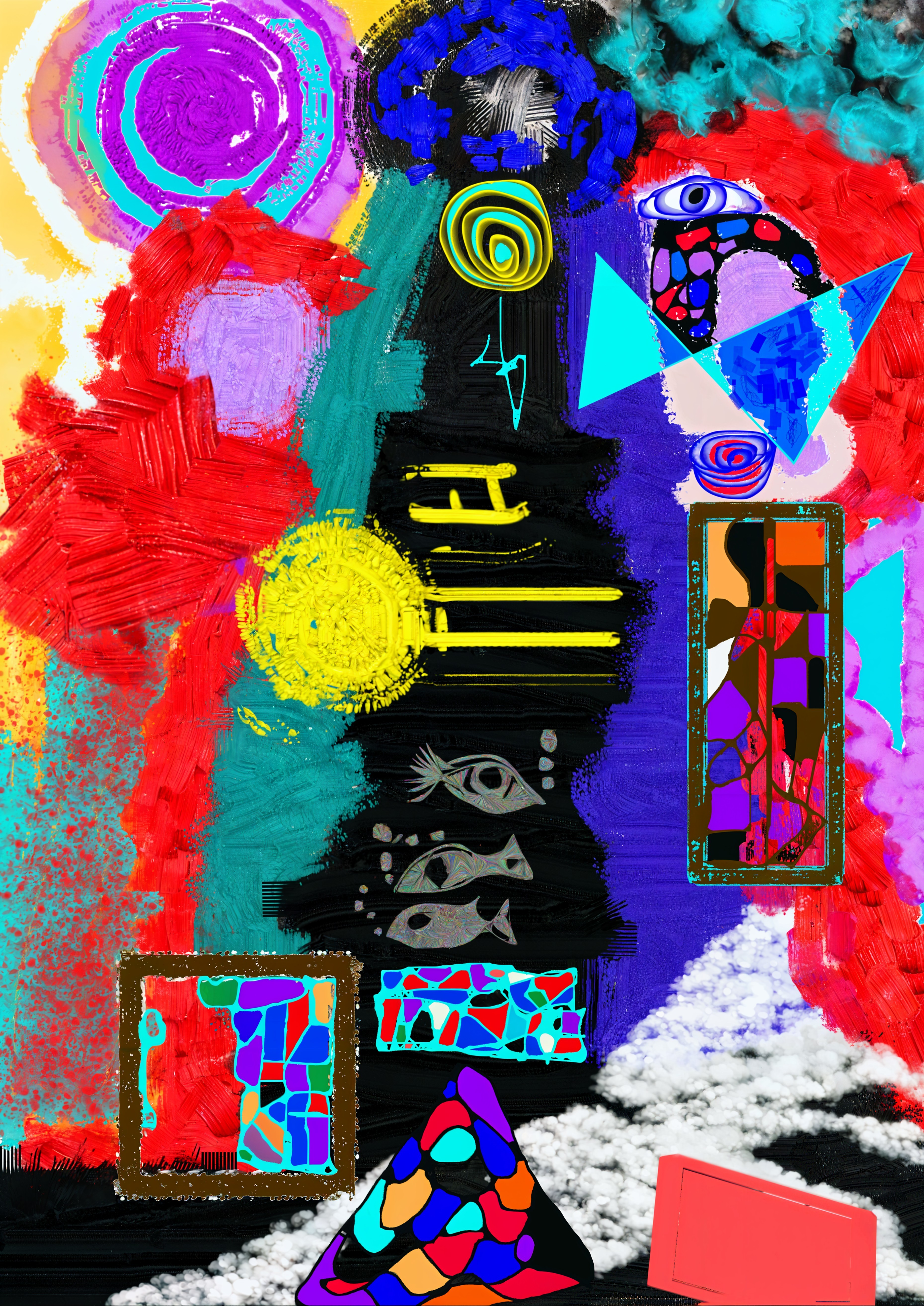 Abstract Composition with Vibrant Colors and Shapes