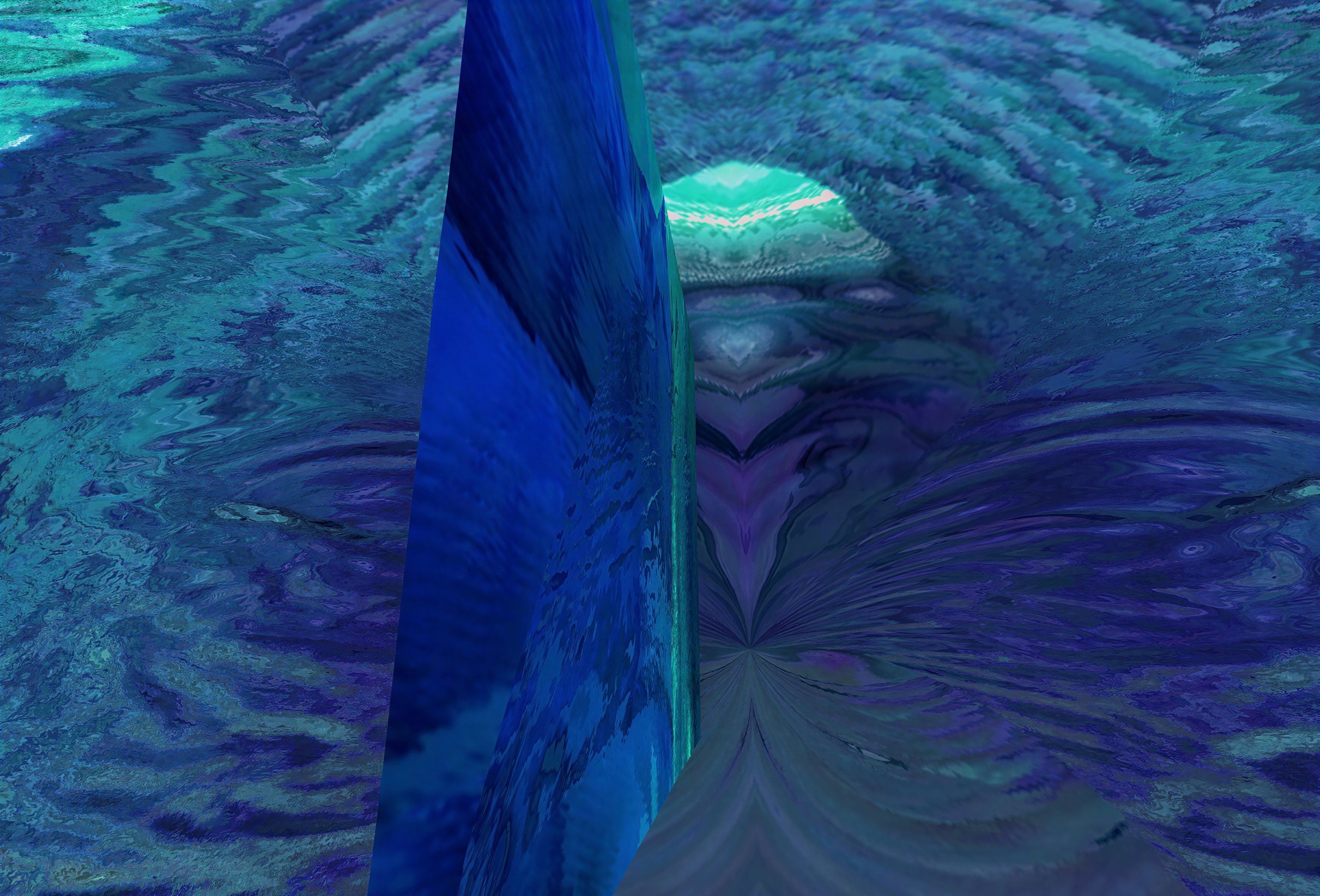 Abstract Swirling Landscape in Blue and Purple Tones