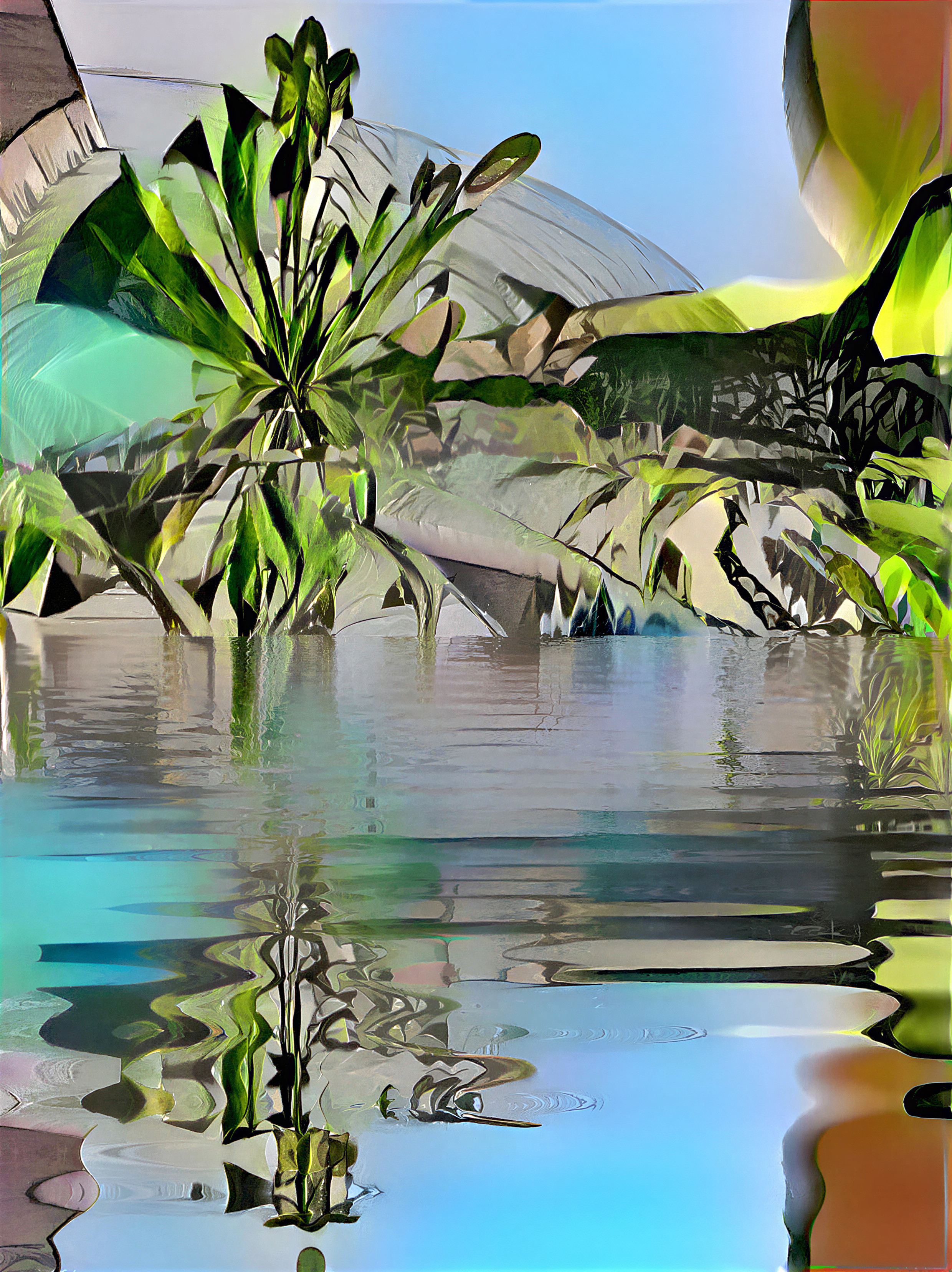 Serene Landscape with Reflections in Calm Water