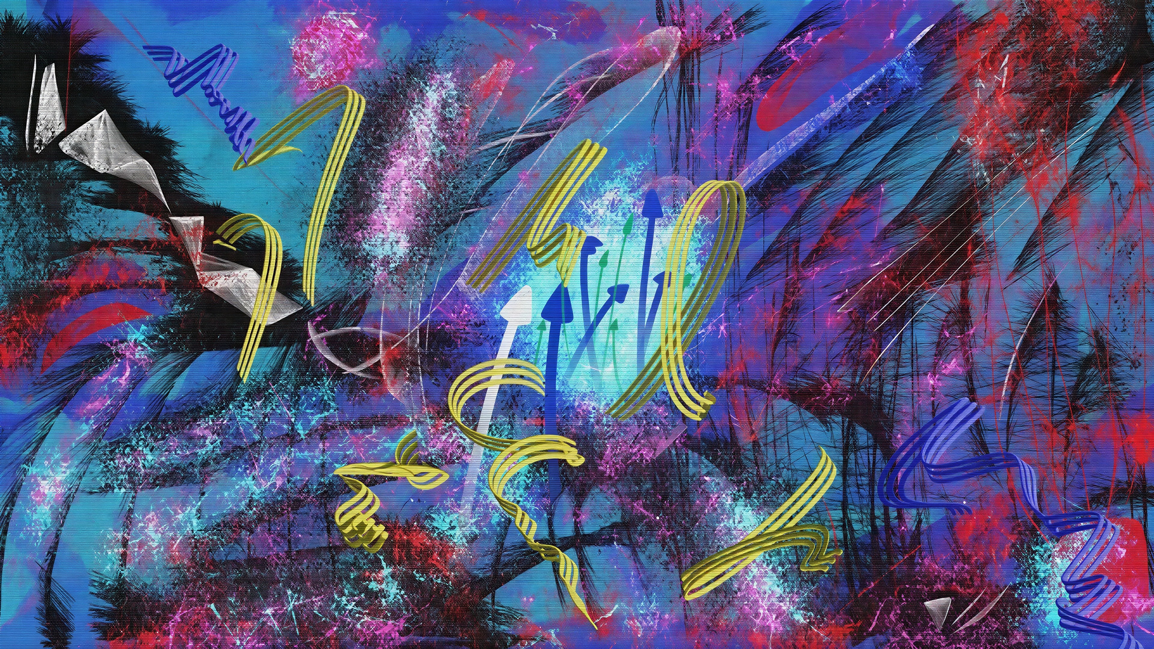 Abstract Composition with Vibrant Colors and Movement