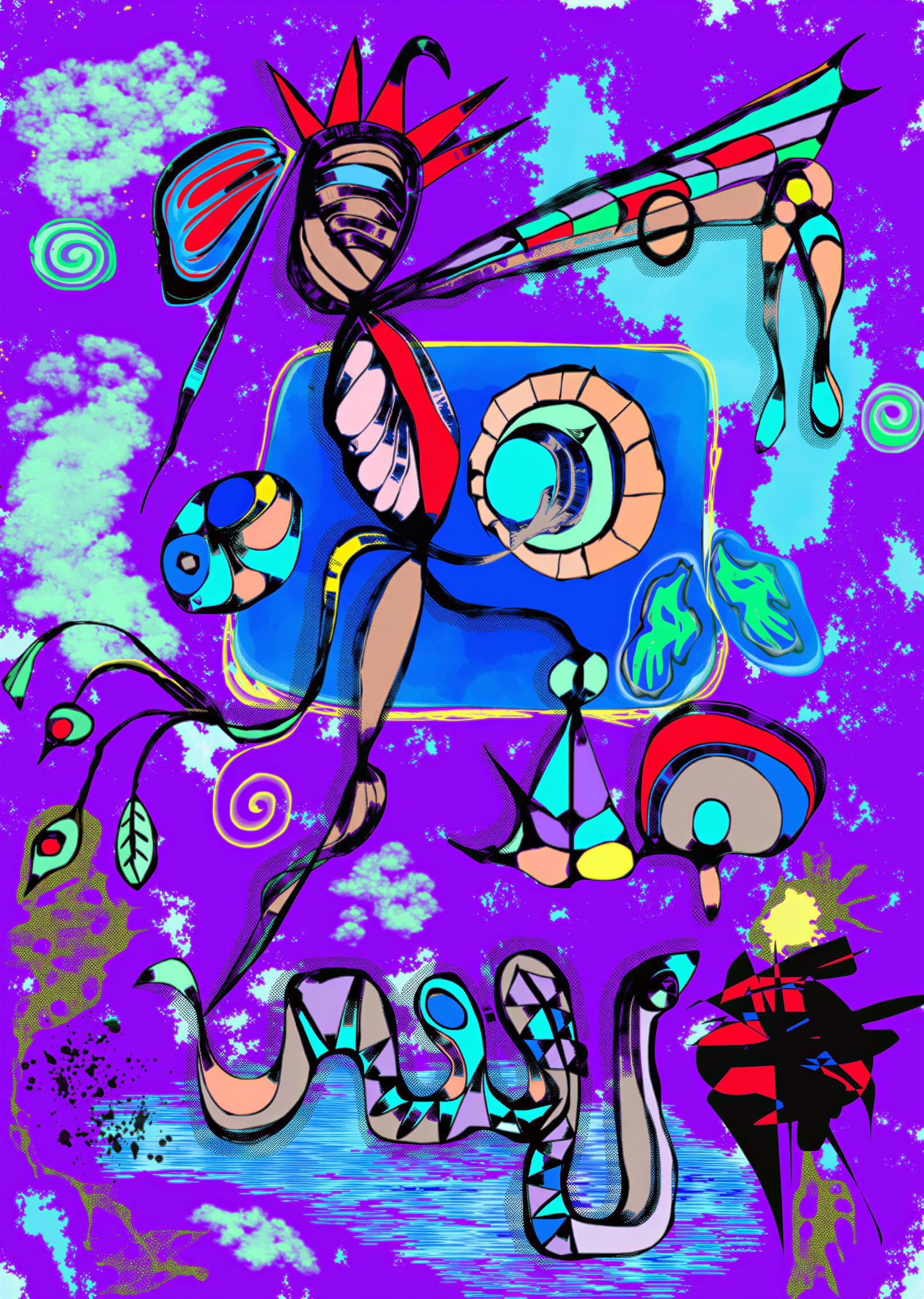 Abstract Colorful Design with Purple Background