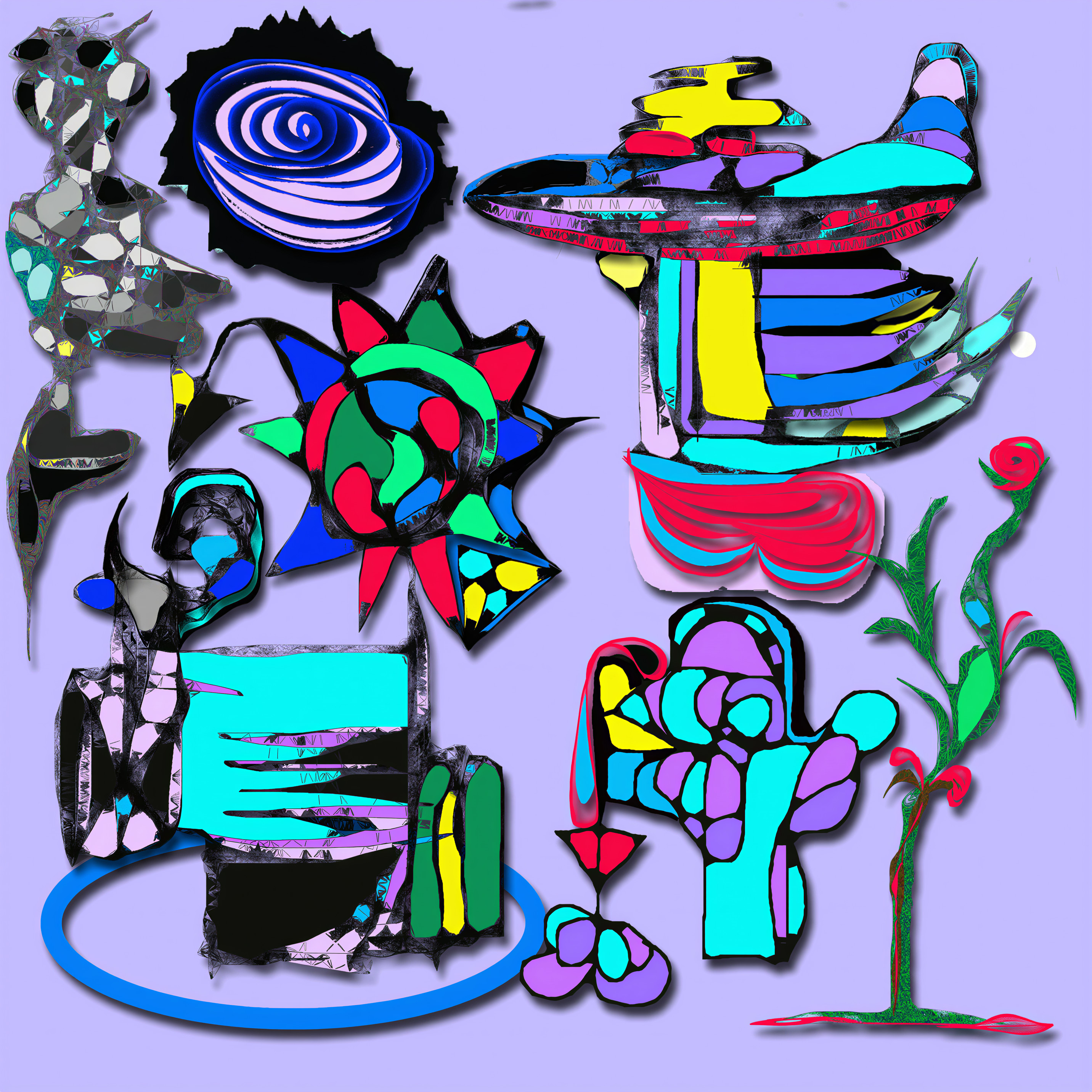 Vibrant Abstract Composition with Shapes and Colors